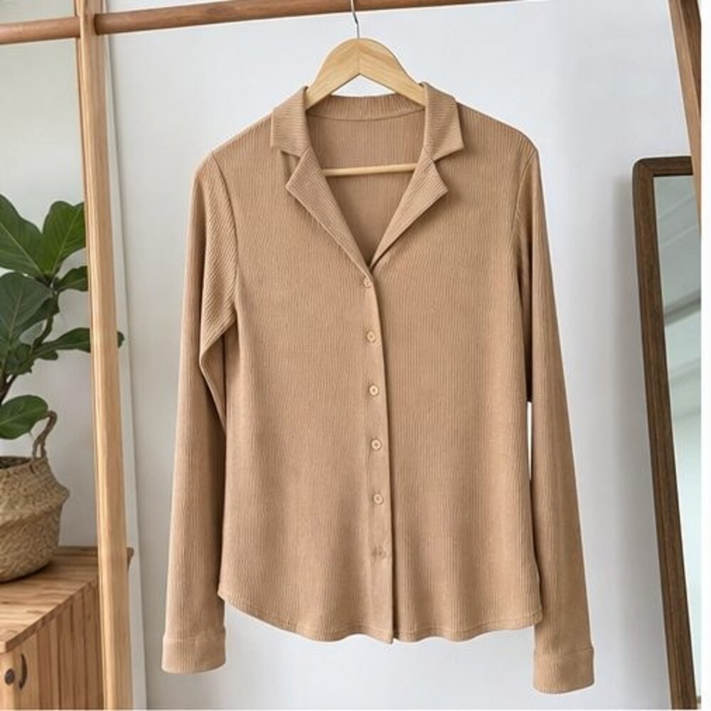 Camel Puff Sleeve Top